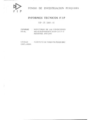 Informe Final : MONITOREO DE LAS CONDICIONES BIO-OCEANOGRAFICAS EN LA I Y II REGIONES, AÑO 2000