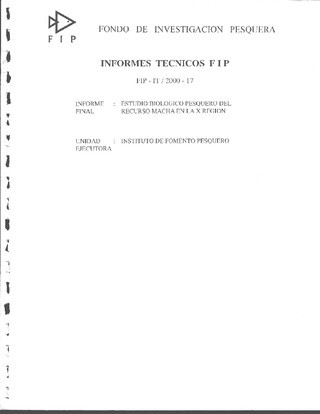 Informe Final : ESTUDIO BIOLOGICO-PESQUERO DEL RECURSO MACHA EN LA X REGION