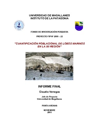 Informe Final : CUANTIFICACION POBLACIONAL DE LOBOS MARINOS EN LA XII REGION
