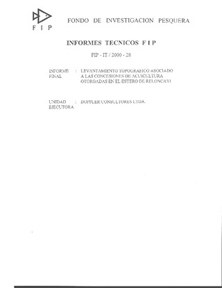 Informe Final : LEVANTAMIENTO TOPOGRAFICO ASOCIADO A LAS CONCESIONES DE ACUICULTURA OTORGADAS EN EL ESTERO DE RELONCAVI