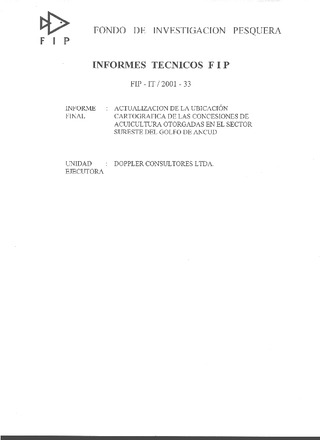 Informe Final : ACTUALIZACION DE LA UBICACIÓN CARTOGRAFICA DE LAS CONCESIONES DE ACUICULTURA EN EL SECTOR SURESTE DEL GOLFO DE ANCUD