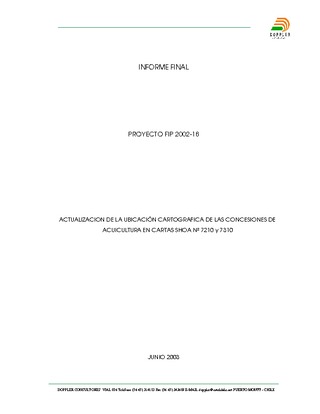 Informe Final : ACTUALIZACION DE LA UBICACIÓN CARTOGRAFICA DE LAS CONCESIONES DE ACUICULTURA EN CARTAS SHOA Nº 7210 Y Nº 7310