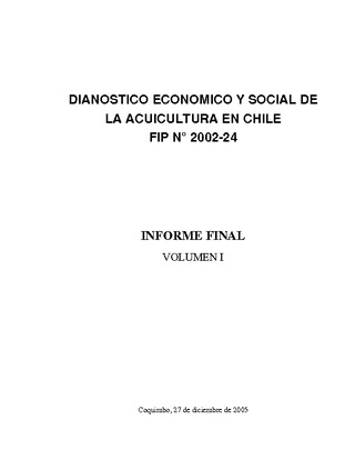 Informe Final : DIAGNOSTICO ECONOMICO Y SOCIAL DE LA ACUICULTURA EN CHILE