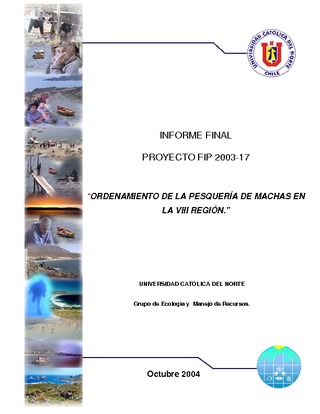 Informe Final : ORDENAMIENTO DE LA PESQUERÍA DE MACHAS EN LA VIII REGIÓN