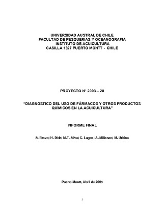 Informe Final : DIAGNÓSTICO DEL USO DE FÁRMACOS Y OTROS PRODUCTOS QUIMICOS EN LA ACUICULTURA