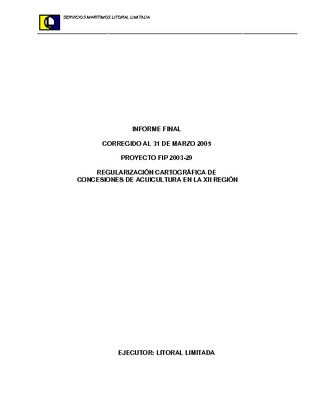 Informe Final : REGULARIZACION CARTOGRAFICA DE CONCESIONES DE ACUICULTURA EN LA XII REGION