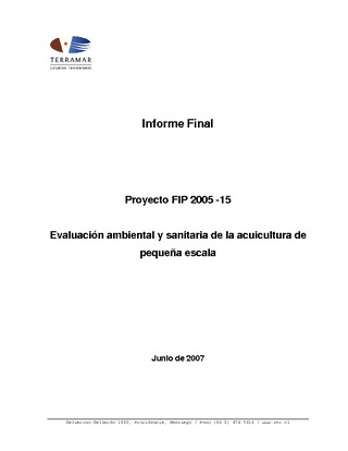 Informe Final : EVALUACIÓN AMBIENTAL Y SANITARIA DE LA ACUICULTURA DE PEQUEÑA ESCALA.