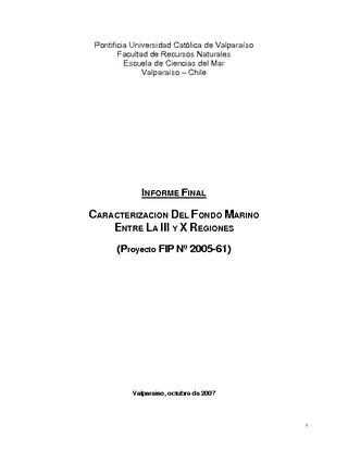 Informe Final : CARACTERIZACIÓN DEL FONDO MARINO ENTRE LA III Y X REGIONES