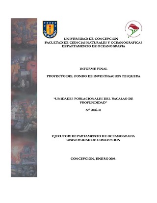 Informe Final : UNIDADES POBLACIONALES DE BACALAO DE PROFUNDIDAD