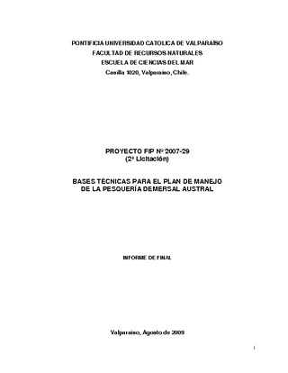 Informe Final : BASES TÉCNICAS PARA EL PLAN DE MANEJO DE LA PESQUERÍA DEMERSAL AUSTRAL