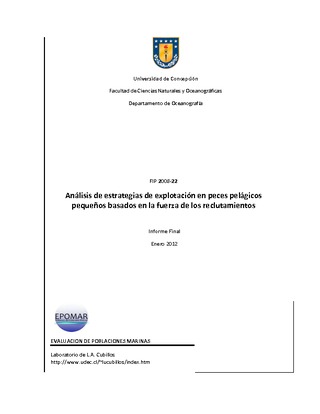 Informe Final : ANÁLISIS DE ESTRATEGIAS DE EXPLOTACIÓN EN PECES PELÁGICOS PEQUEÑOS BASADOS EN LA FUERZA DE LOS RECLUTAMIENTOS