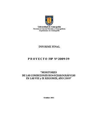 Informe Final : MONITOREO DE CONDICIONES BIO-OCEANOGRÁFICAS ENTRE LA XIII Y IX REGIONES