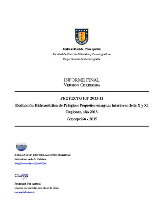Informe Final : Evaluación hidroacústica de pequeños pelágicos en aguas interiores de la X y XI Regiones, año 2013