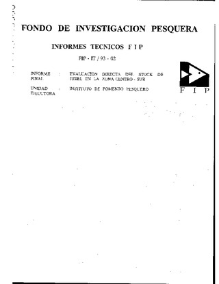 Informe Final : EVALUACION DIRECTA DEL STOCK DE JUREL EN LA ZONA CENTRO-SUR