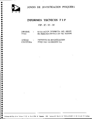 Informe Final : EVALUACION INDIRECTA DEL STOCK DE MERLUZA DE COLA EN LA VIII REGION