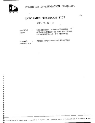 Informe Final : MONITOREO HIDROACUSTICO Y OCEANOGRAFICO DE LOS RECURSOS PELAGICOS EN LA I Y II REGIONES