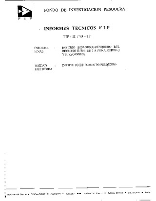 Informe Final : ESTUDIO BIOLOGICO-PESQUERO SOBRE EL RECURSO JUREL EN LA ZONA NORTE (I y II REGIONES)