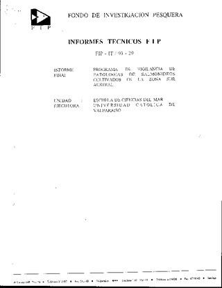 Informe Final : PROGRAMA DE VIGILANCIA DE PATOLOGIAS DE SALMONIDEOS CULTIVADOS EN LA ZONA SUR-AUSTRAL
