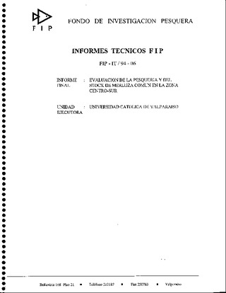 Informe Final : EVALUACION DE LA PESQUERIA Y DEL STOCK DE MERLUZA COMUN EN LA ZONA CENTRO-SUR