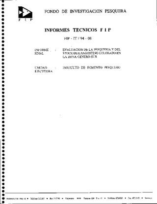 Informe Final : EVALUACION DE LA PESQUERIA Y DEL RECURSO LANGOSTINO COLORADO EN LA ZONA CENTRO-SUR