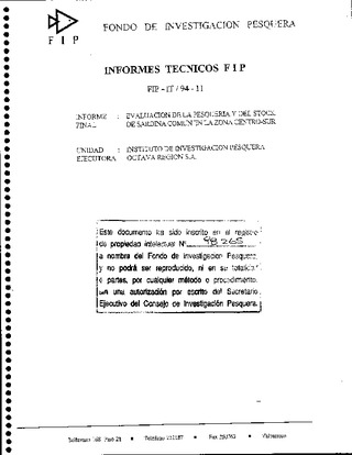 Informe Final : EVALUACION DE LA PESQUERIA Y DEL STOCK DE SARDINA COMUN EN LA ZONA CENTRO-SUR