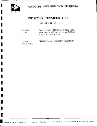 Informe Final : EVALUACION HIDROACUSTICA DEL STOCK DE JUREL EN LA ZONA CENTRO-SUR, V A IX REGIONES