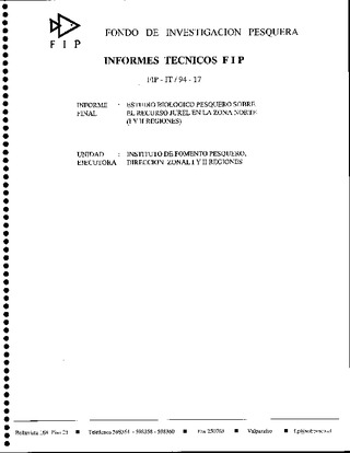 Informe Final : ESTUDIO BIOLOGICO PESQUERO DEL RECURSO JUREL EN LA ZONA NORTE (REGIONES I Y II) FASE II