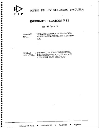 Informe Final : UNIDADES DE STOCK EN EL RECURSO MERLUZA COMUN DE LA ZONA CENTRO-SUR