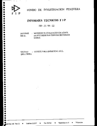 Informe Final : METODOS DE EVALUACION DE STOCK EN RECURSOS BENTONICOS DE FONDOS DUROS