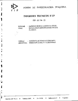 Informe Final : METODOS DE EVALUACION DE STOCK EN RECURSOS BENTONICOS DE FONDOS BLANDOS