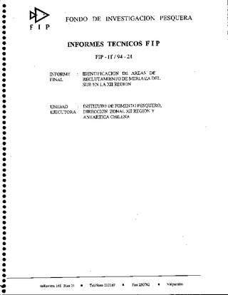 Informe Final : IDENTIFICACION DE AREAS DE RECLUTAMIENTO DE MERLUZA DEL SUR EN LA XII REGION