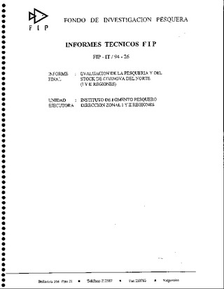 Informe Final : EVALUACION DE LA PESQUERIA Y DEL STOCK DE COJINOVA DEL NORTE (I Y II REGIONES)