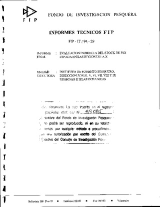 Informe Final : EVALUACION INDIRECTA DEL STOCK DE PEZ ESPADA EN LAS REGIONES I A X