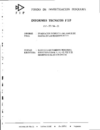 Informe Final : EVALUACION INDIRECTA DEL STOCK DE MACHA DE LA IV Y V REGIONES