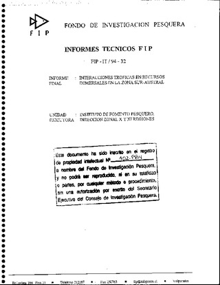 Informe Final : INTERACCIONES TROFICAS RECURSOS DEMERSALES ZONA SUR-AUSTRAL