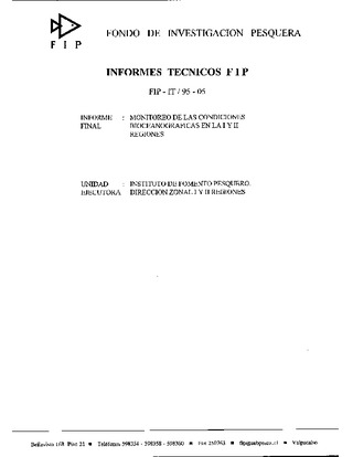 Informe Final : MONITOREO MENSUAL DE LAS CONDICIONES BIOCEANOGRAFICAS EN LA I Y II REGIONES