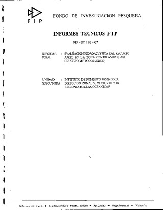 Informe Final : EVALUACION HIDROACUSTICA DEL RECURSO JUREL EN LA ZONA CENTRO-SUR (FASE CRUCERO METODOLOGICO)