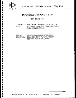 Informe Final : EVALUACION HIDROACUSTICA DE LOS RECURSOS ANCHOVETA Y SARDINA COMUN EN LA ZONA CENTRO-SUR