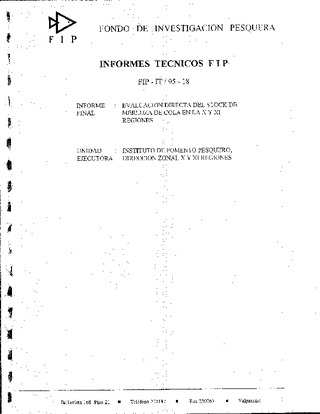 Informe Final : EVALUACION DIRECTA DEL STOCK DE MERLUZA DE COLA EN LA X Y XI REGIONES