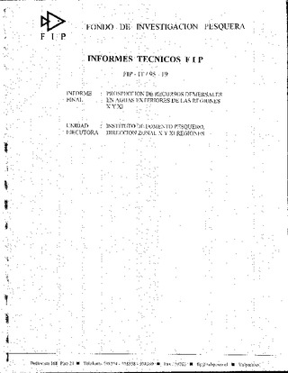 Informe Final : PROSPECCION DE RECURSOS DEMERSALES EN AGUAS EXTERIORES DE LAS REGIONES X Y XI