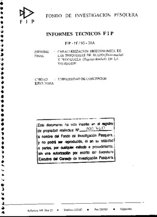 Informe Final : Caracterización bioeconómica de las pesquerías de huepo (Ensis macha) y navajuela (Tagelus dombeii) en la VIII Región