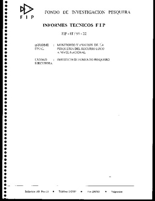 Informe Final : MONITOREO Y ANALISIS DE LA PESQUERIA DEL RECURSO LOCO A NIVEL NACIONAL