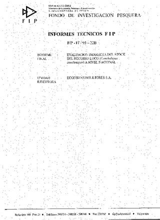 Informe Final : Evaluación indirecta del stock del recurso loco (Concholepas concholepas), a nivel nacional