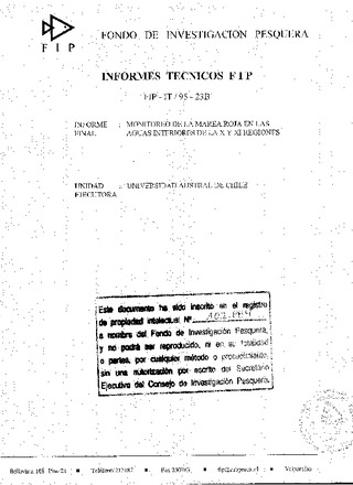 Informe final: Monitoreo de la marea roja en las aguas interiores de las X y XI Regiones