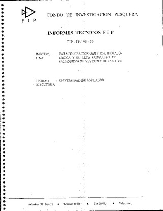 Informe Final : CARACTERIZACION GENETICA, HEMATOLOGICA Y QUIMICA SANGUINEA DE SALMONIDOS SILVESTRES Y DE CULTIVO