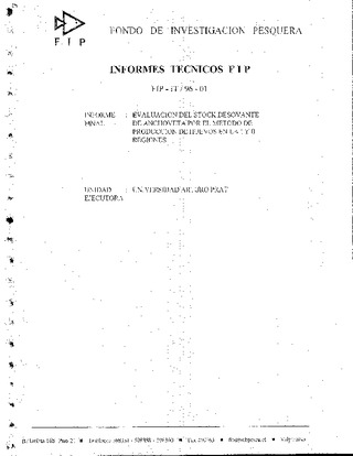 Informe Final : EVALUACION DEL STOCK DESOVANTE DE ANCHOVETA POR EL METODO DE PRODUCCION DE HUEVOS EN LA I Y II REGIONES