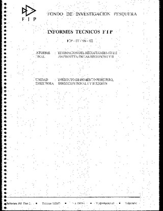 Informe Final : ESTIMACION DEL RECLUTAMIENTO DE ANCHOVETA EN LAS REGIONES I Y II