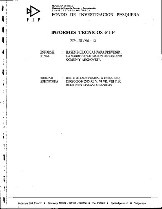 Informe Final : BASES BIOLOGICAS PARA PREVENIR LA SOBREEXPLOTACION DE SARDINA COMUN Y ANCHOVETA