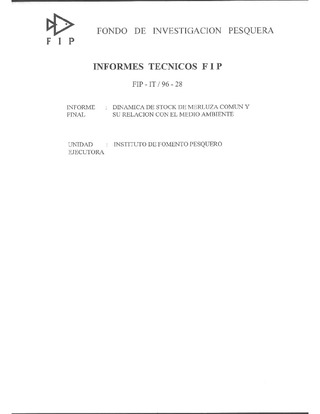 Informe Final : DINAMICA DEL STOCK DE MERLUZA COMUN Y SU RELACION CON EL MEDIO AMBIENTE