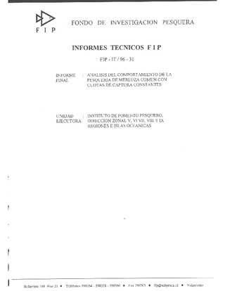 Informe Final : ANALISIS DEL COMPORTAMIENTO DE LA PESQUERIA DE MERLUZA COMUN CON CUOTAS DE CAPTURA CONSTANTES